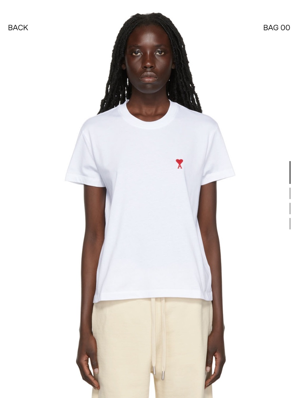 Ami White Crewneck with Red Heart 'A' Embroidery